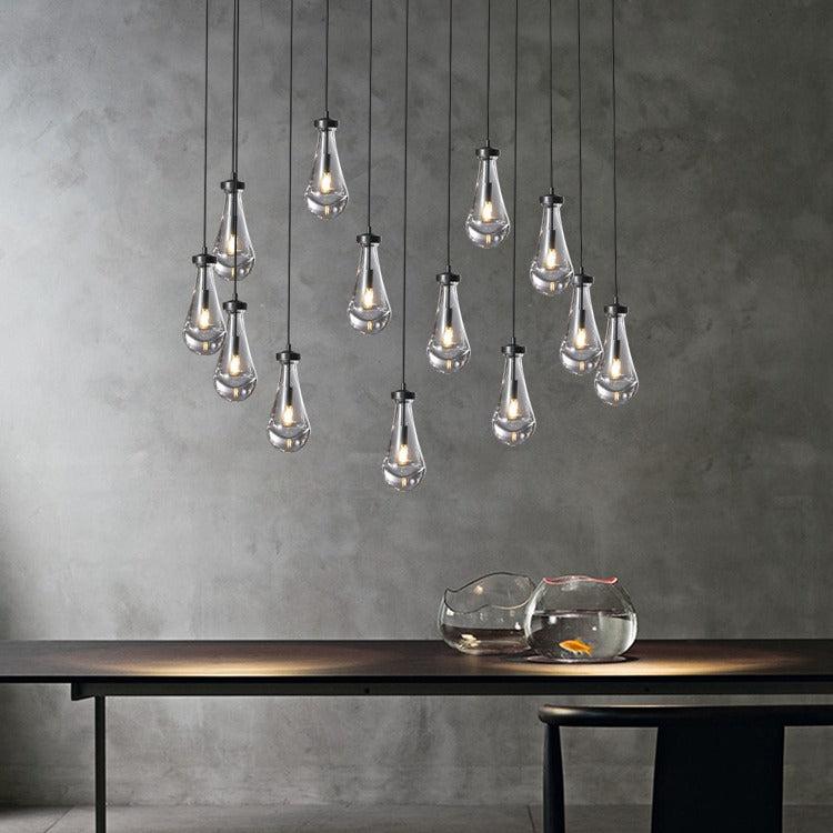 Rain Glass Modern Rectangular Chandelier 54" - King Lamps