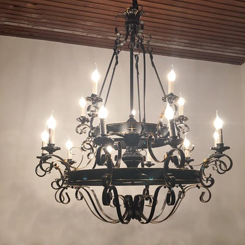 Vintage Iron Simple Candle Art Chandelier for Living Room / Villa / Stairs - King Lamps