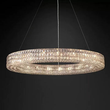 Oversized Modern Ring Pendant Light/Round Crystal Chandelier for Living/Dining Room/Bedroom-King Lamps
