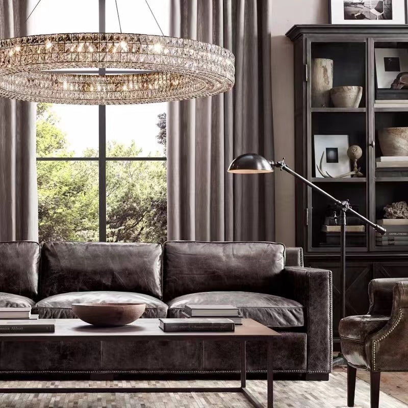 Oversized Modern Ring Pendant Light/Round Crystal Chandelier for Living/Dining Room/Bedroom-King Lamps