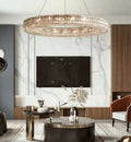 Oversized Modern Ring Pendant Light/Round Crystal Chandelier for Living/Dining Room/Bedroom-King Lamps