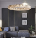 Oversized Modern Ring Pendant Light/Round Crystal Chandelier for Living/Dining Room/Bedroom-King Lamps