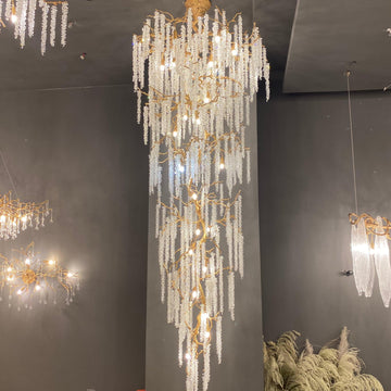 Extra Large Crystal Icicle Tree Branch Chandelier for Staircase/Hallway - King Lamps