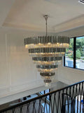 Extra Large Round Cone Tiered Crystal Chandelier for Foyer/Enterway/Living Room - King Lamps