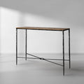 Thaddeus Forged Iron Metal Frame Elm Wood Console Table - King Lamps