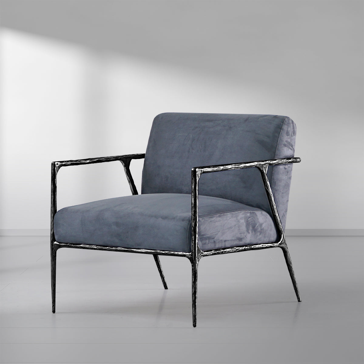 Vintage Forged Retro Silver Iron Frame Track Armchair - King Lamps