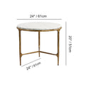 Thaddeus Forged Iron Marble Round Side Table 3 Table Leg 24
