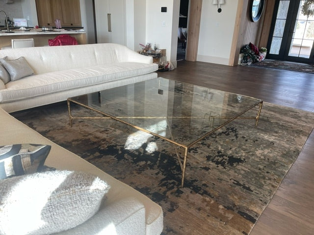 Thaddeus Forged Iron Square Glass Coffee Table - King Lamps