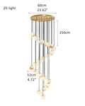 Alabaster Round Pendant Lamp with Cluster Ceiling Design for Stair Villa