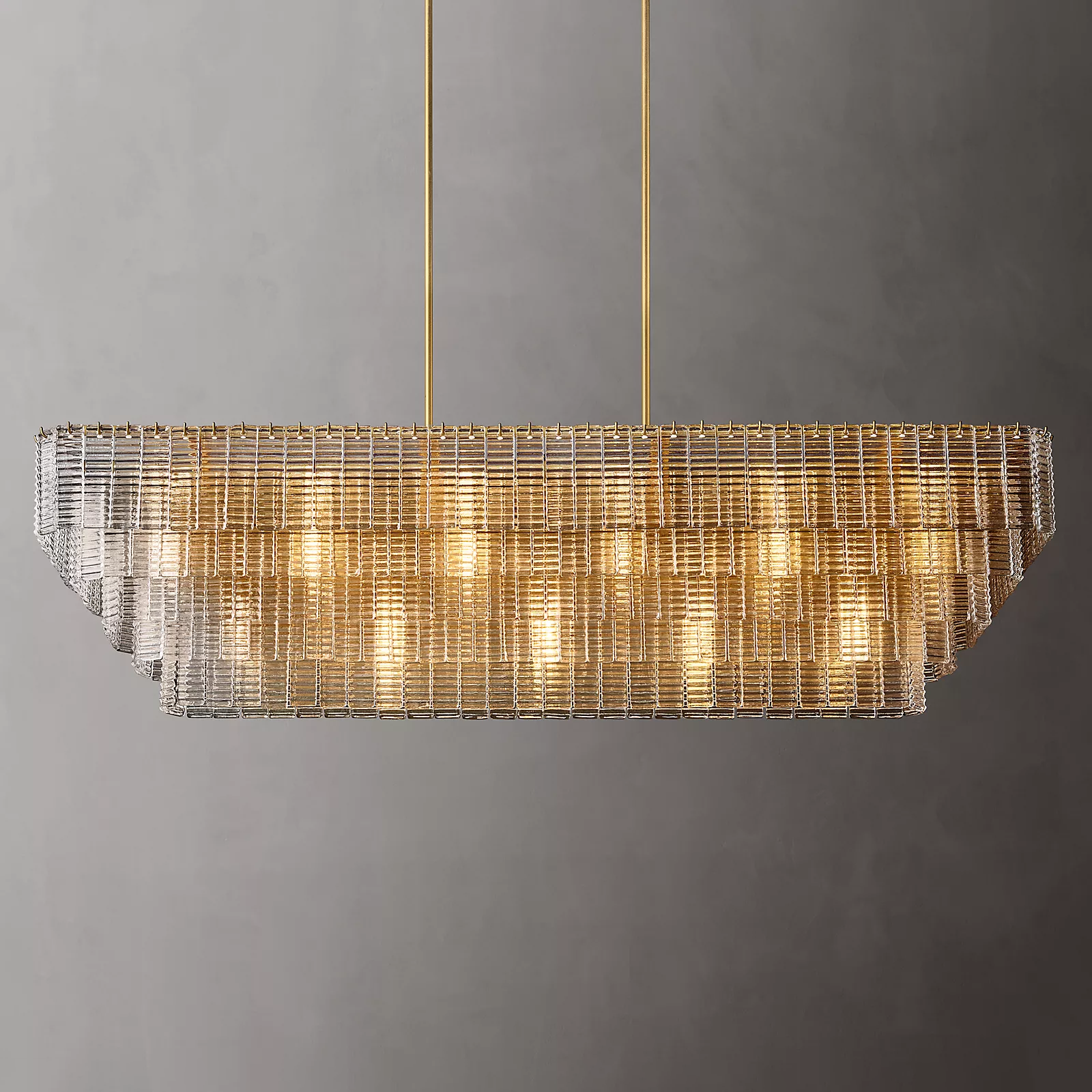 Sirene Glass Rectangular Chandelier 77" - King Lamps