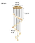 Alabaster Round Pendant Lamp with Cluster Ceiling Design for Stair Villa