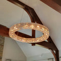 Oversized Modern Ring Pendant Light/Round Crystal Chandelier for Living/Dining Room/Bedroom-King Lamps