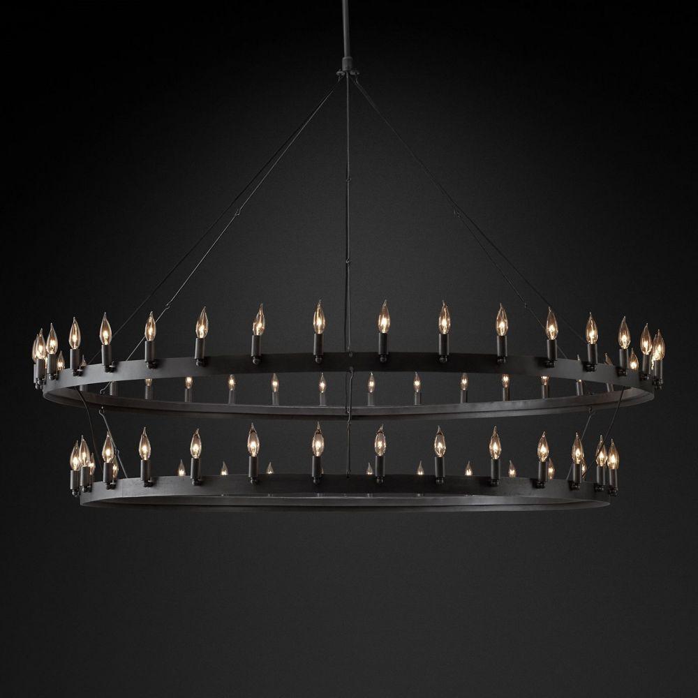 Camino Vintage Candelabra 2-Tier Round Chandelier 73''D - King Lamps