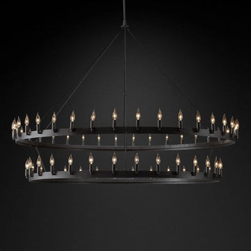 Camino Vintage Candelabra 2-Tier Round Chandelier 73''D - King Lamps