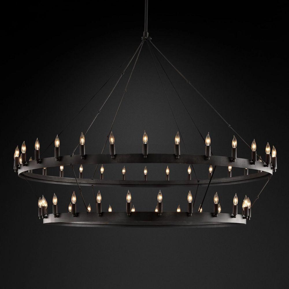Camino Vintage Candelabra 2-Tier Round Chandelier 63''D - King Lamps