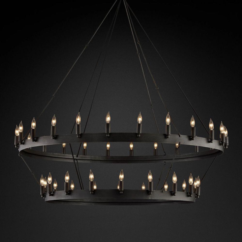 Camino Vintage Candelabra 2-Tier Round Chandelier 50''D - King Lamps