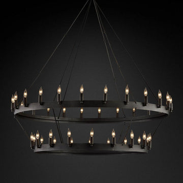 Camino Vintage Candelabra 2-Tier Round Chandelier 50''D - King Lamps