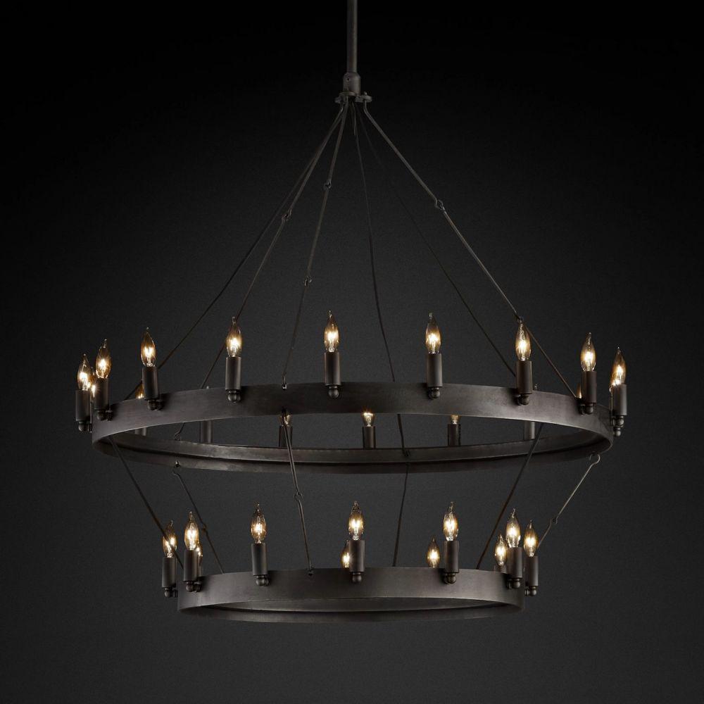 Camino Vintage Candelabra 2-Tier Round Chandelier 38''D - King Lamps