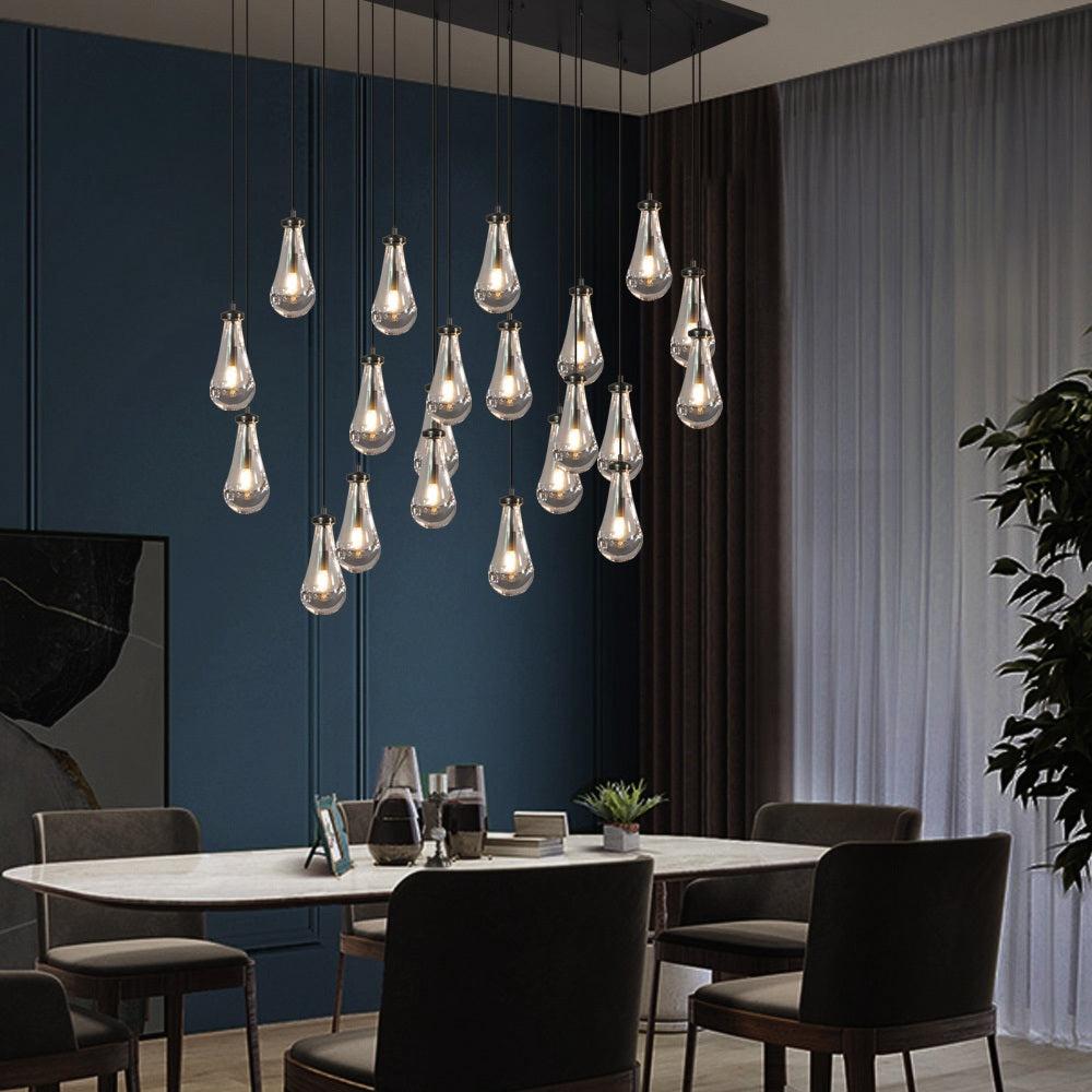 Rain Modern Rectangular Glass Chandelier 72" - King Lamps