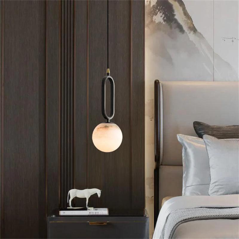Phoenix Alabaster Sphere Pendant Light, Modern Pendant Lighting - King Lamps