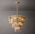 LATTICE SMOKE GLASS TIERED CHANDELIER 36