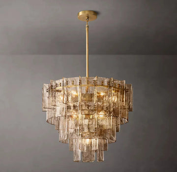 LATTICE SMOKE GLASS TIERED CHANDELIER 36" - King Lamps