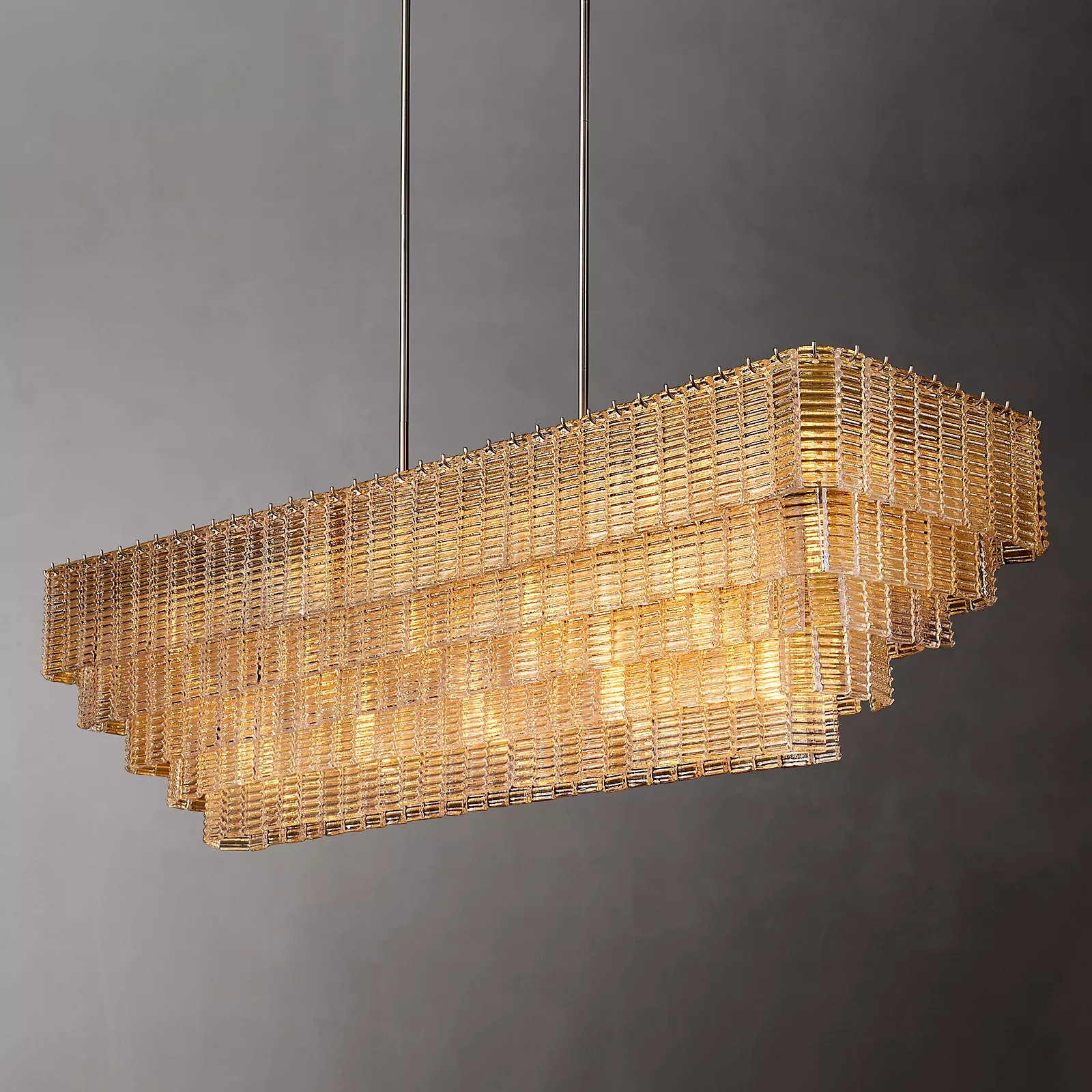 Sirene Glass Rectangular Chandelier 77" - King Lamps