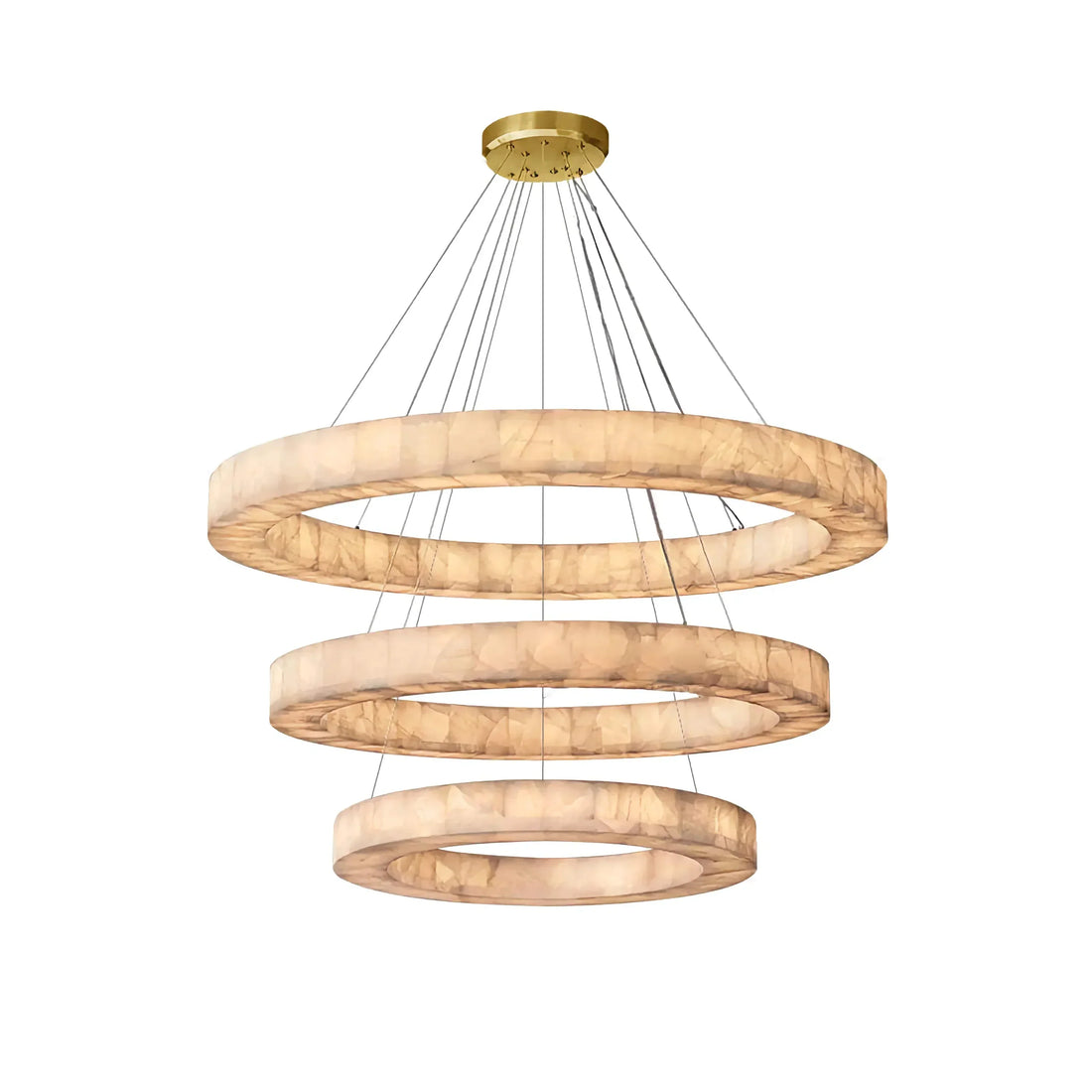OLYRA 3-TIER ROUND ALABASTER CHANDELIER 39" 47" 59"D