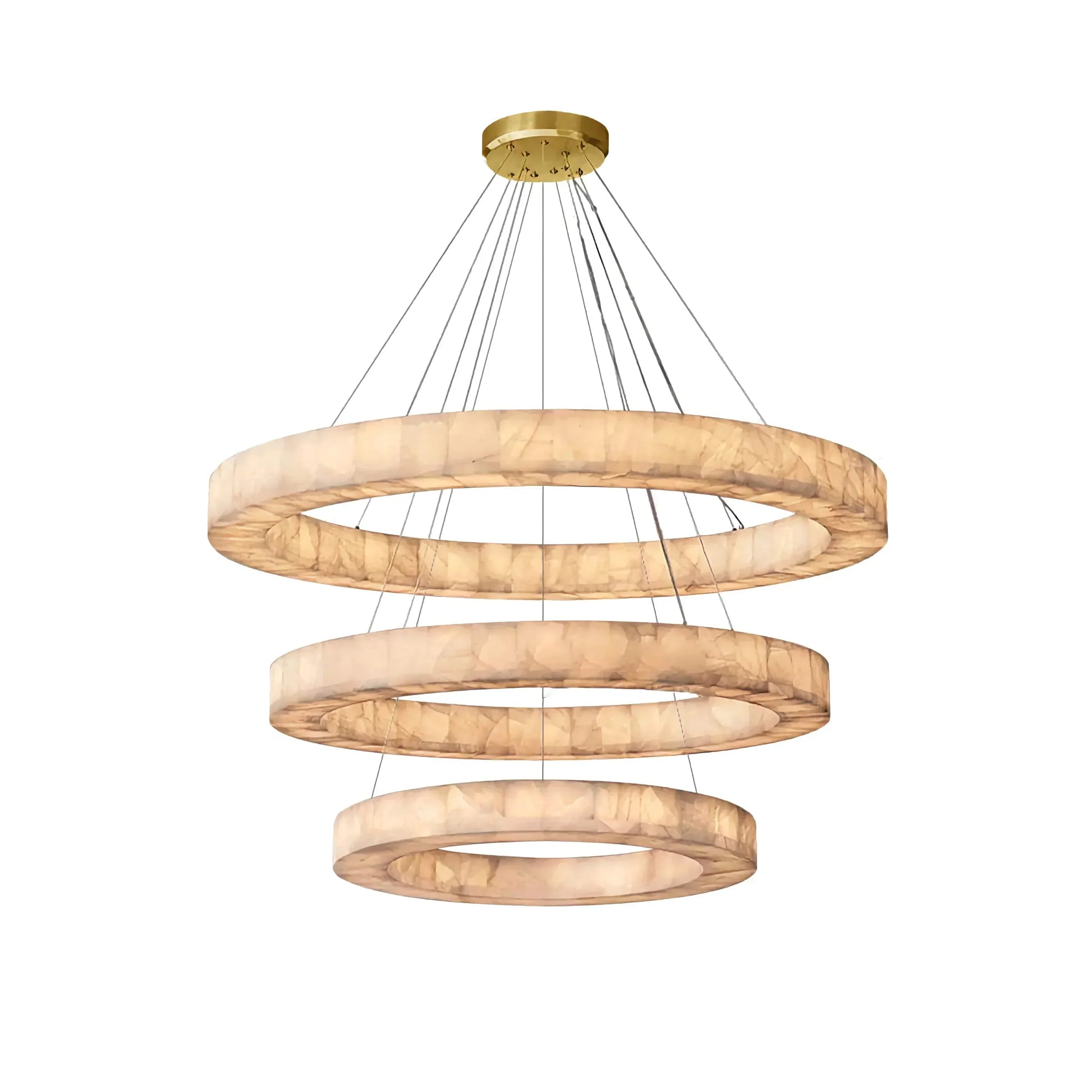 OLYRA 3-TIER ROUND ALABASTER CHANDELIER 39" 47" 59"D