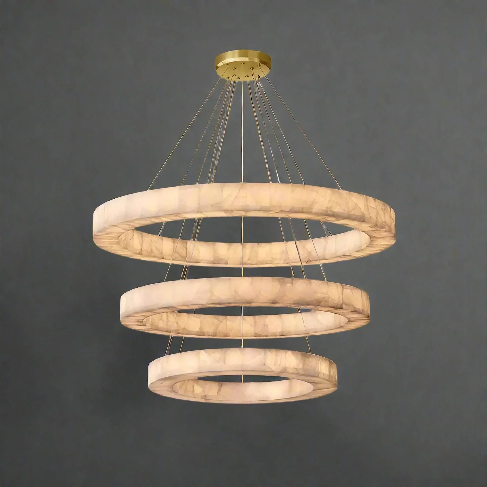 OLYRA 3-TIER ROUND ALABASTER CHANDELIER 39" 47" 59"D