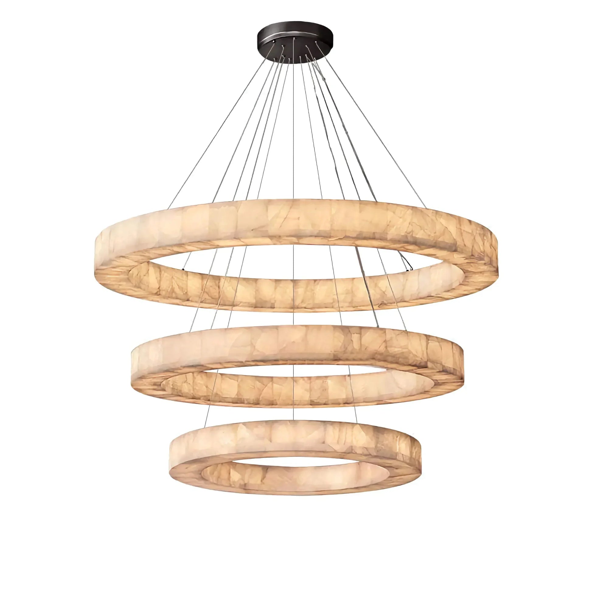 OLYRA 3-TIER ROUND ALABASTER CHANDELIER 39" 47" 59"D