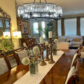 Decorative 6/ 8/ 10/ 12-Light Crystal Ceiling Chandelier Triangular Prism Island Light Fixture Metal Shade for Living Room-King Lamps