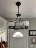Decorative 6/ 8/ 10/ 12-Light Crystal Ceiling Chandelier Triangular Prism Island Light Fixture Metal Shade for Living Room-King Lamps
