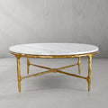 Thaddeus Forged Iron Marble Round Coffee Table 36
