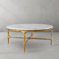 Thaddeus Forged Iron Marble Round Coffee Table 36