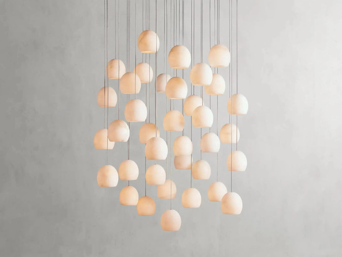 Arica Round Alabaster Chandelier 3/7/15/36 Light - King Lamps