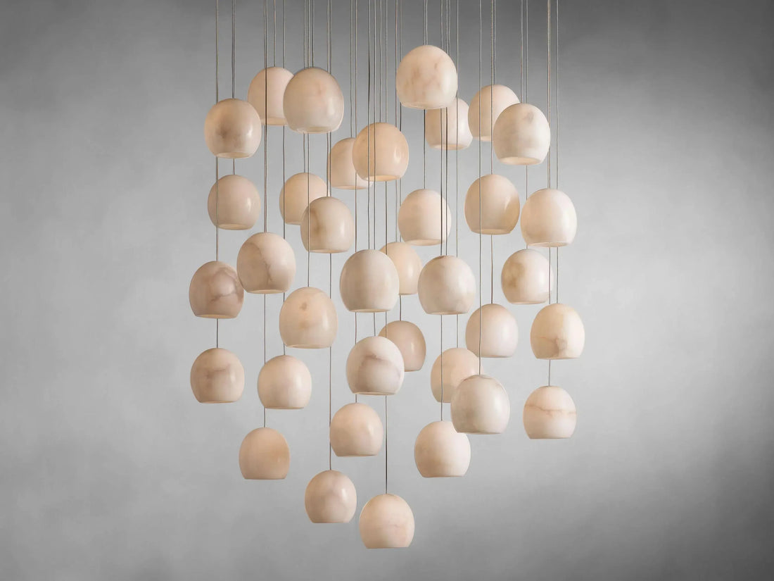 Arica Round Alabaster Chandelier 3/7/15/36 Light - King Lamps