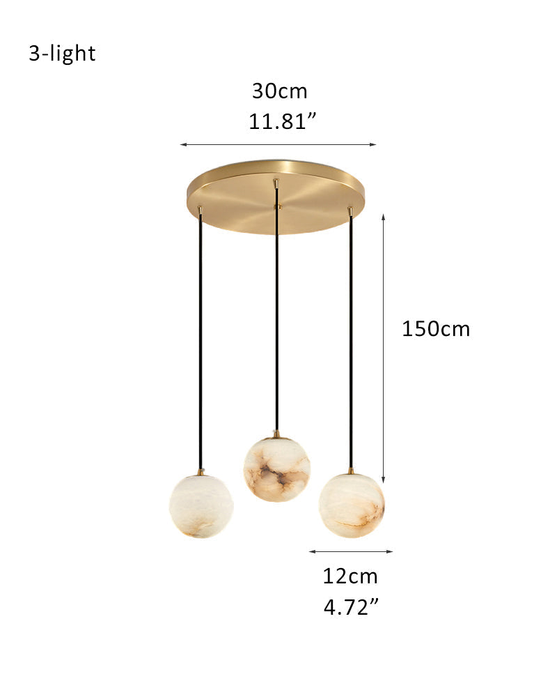 Alabaster Round Pendant Lamp with Cluster Ceiling Design for Stair Villa