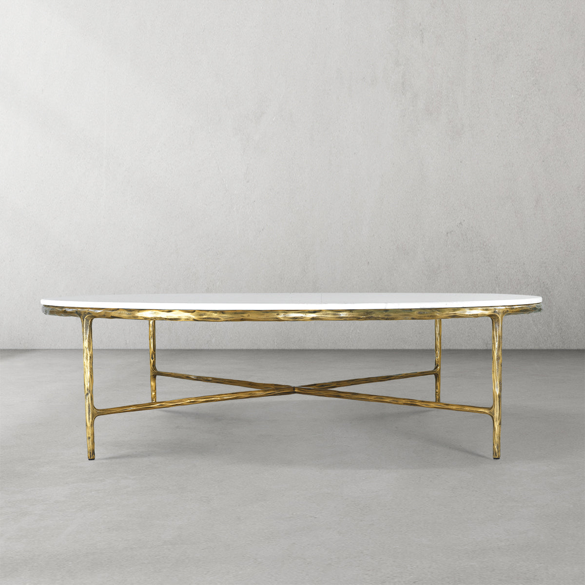 Thaddeus Forged Iron Marble Round Coffee Table 36" 55" - King Lamps