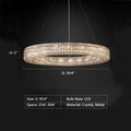 Oversized Modern Ring Pendant Light/Round Crystal Chandelier for Living/Dining Room/Bedroom-King Lamps
