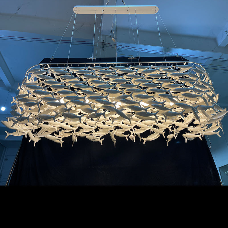 Porcelain Fish Shape Dining Table Chandelier-King Lamps