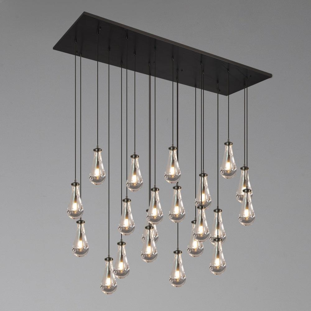 Rain Modern Rectangular Glass Chandelier 72" - King Lamps