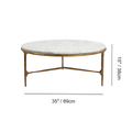 Thaddeus Forged Iron Marble Round Coffee Table 3 Table Legs 35