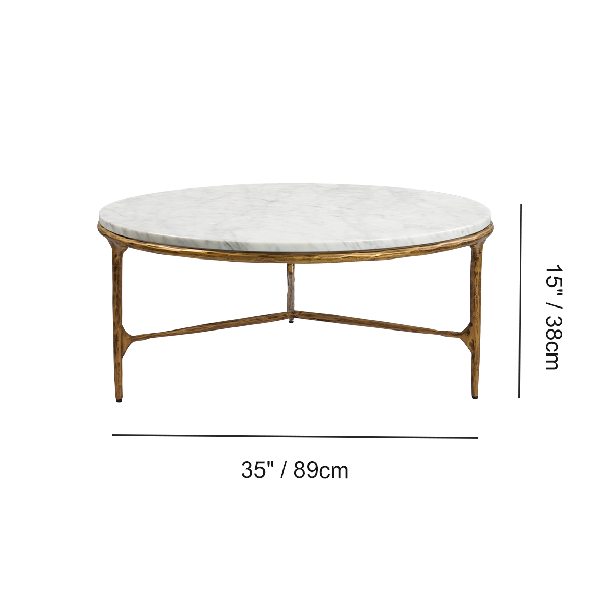 Thaddeus Forged Iron Marble Round Coffee Table 3 Table Legs 35" - King Lamps