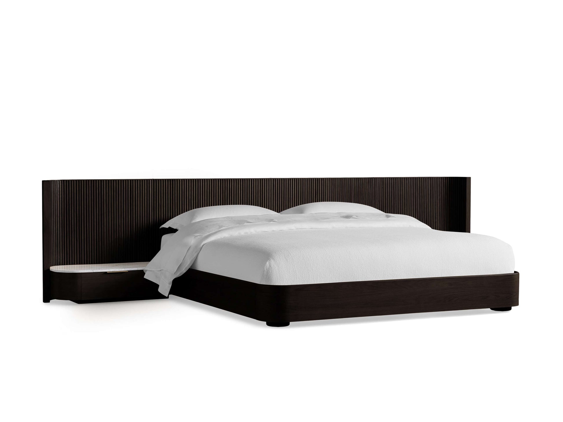 Finnley Extended Headboard Bed - King Lamps