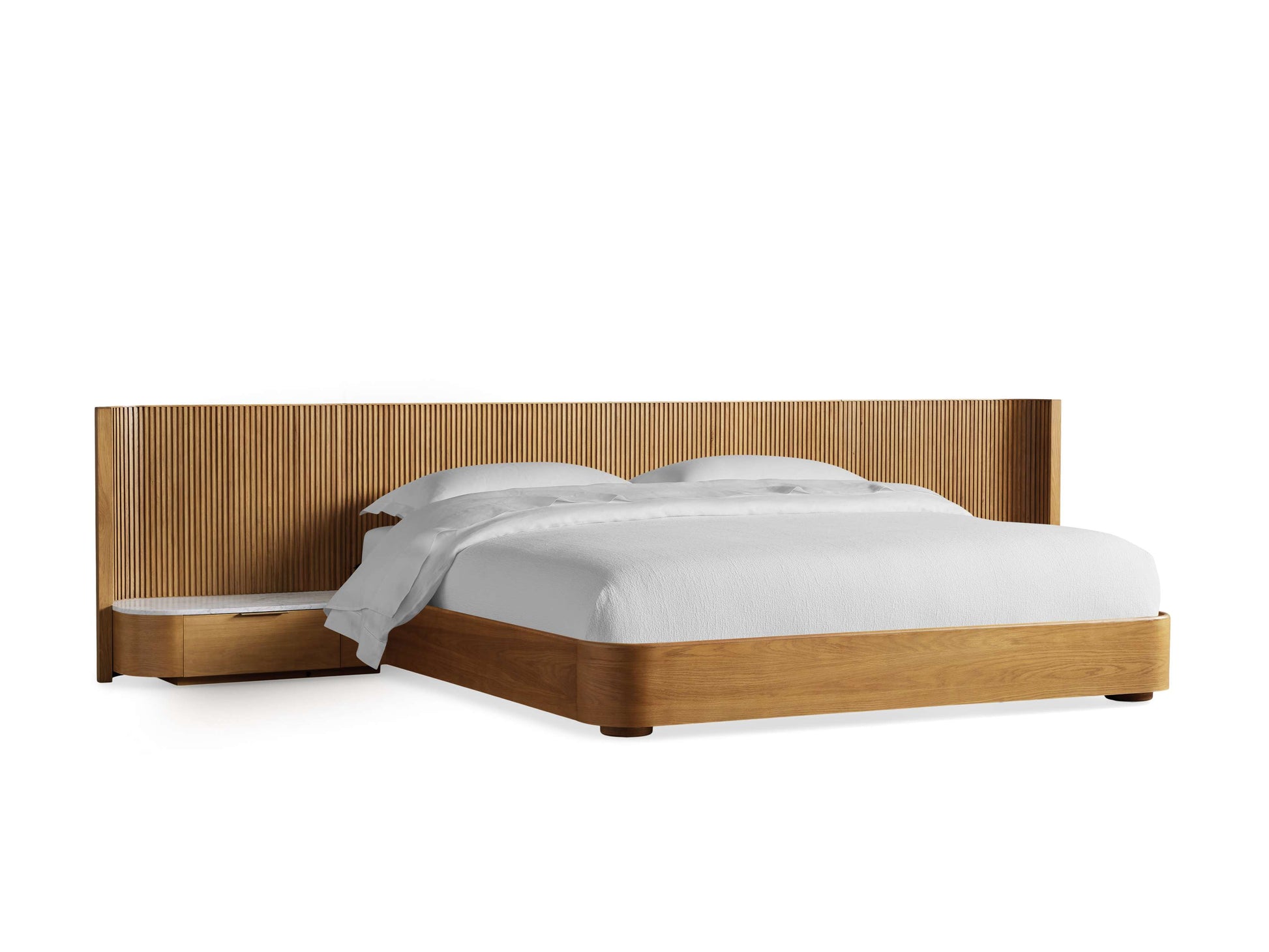 Finnley Extended Headboard Bed - King Lamps