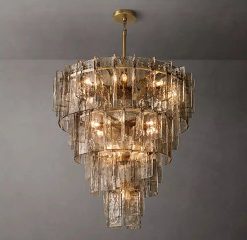 LATTICE SMOKE GLASS TIERED CHANDELIER 47" - King Lamps