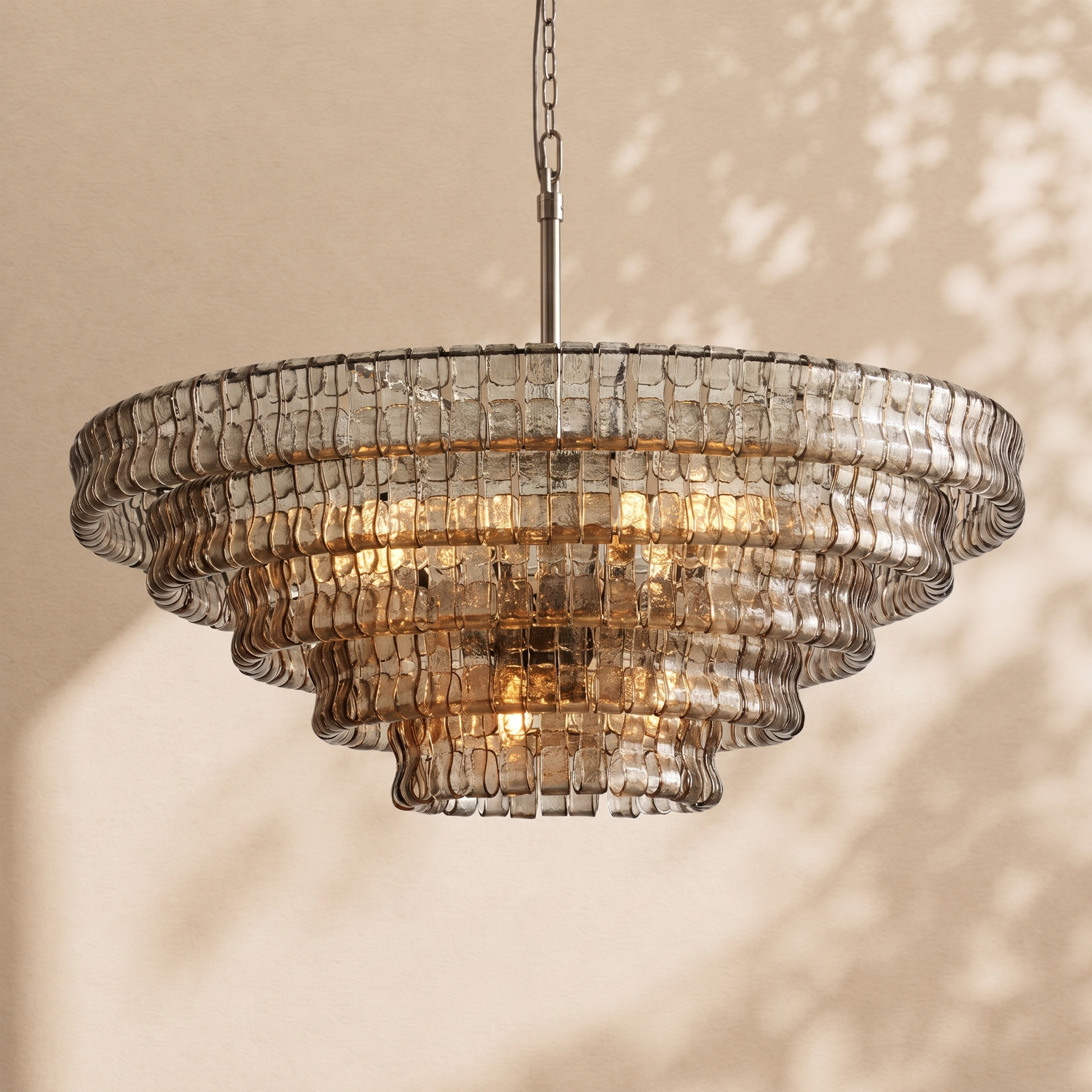 Amor 5-Tier Ghiaccio Glass Round Chandelier 48"