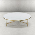 Thaddeus Forged Iron Marble Round Coffee Table 36
