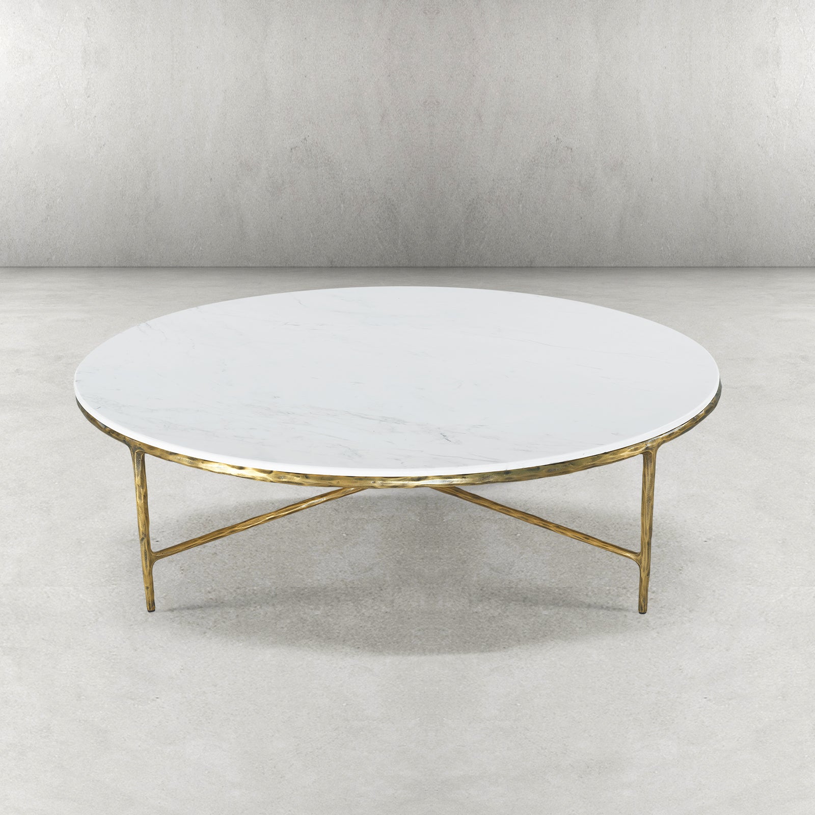 Thaddeus Forged Iron Marble Round Coffee Table 36" 55" - King Lamps